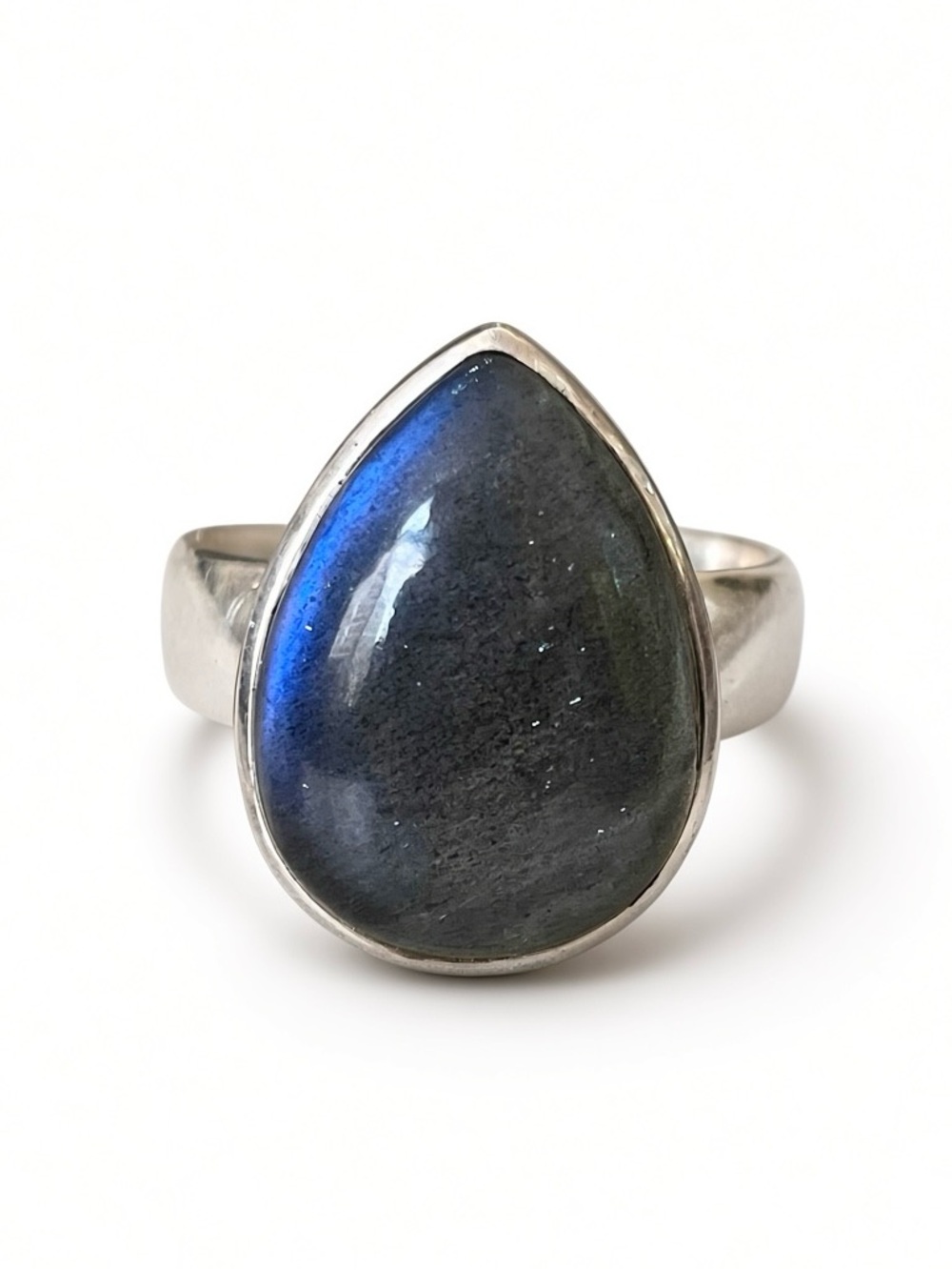 925 Sterling Silver Teardrop Labradorite Ring  US 9